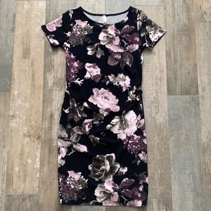 Purple and grey floral maternity dress - Small